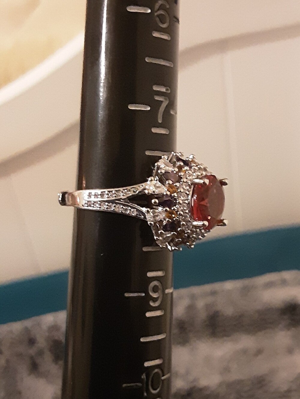 New Amethyst And Rubellite Full Diamond Statement Ring - Picture 5 of 5